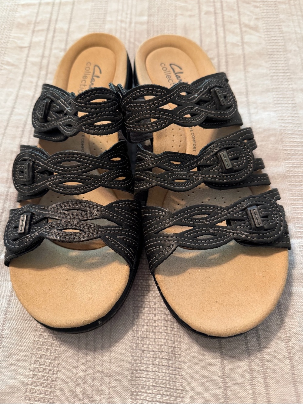 Clarks Collection Women's Laurieann Ruby Black Leather Sandal Sz 8